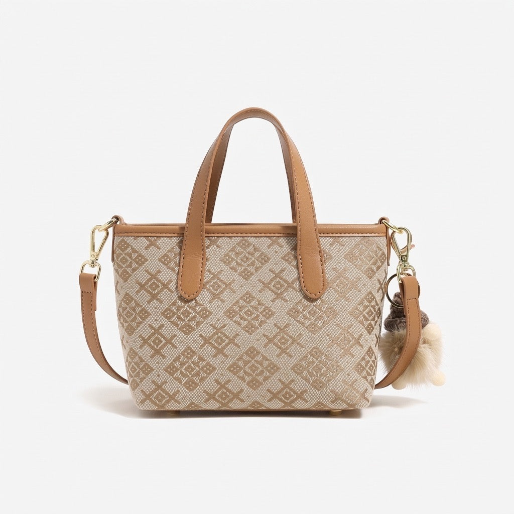 Bolso mini tote de piel vegana con monograma