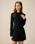 Vestido corto negro de punto con detalles en contraste