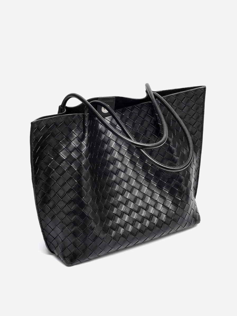 Bolso tote de piel trenzada