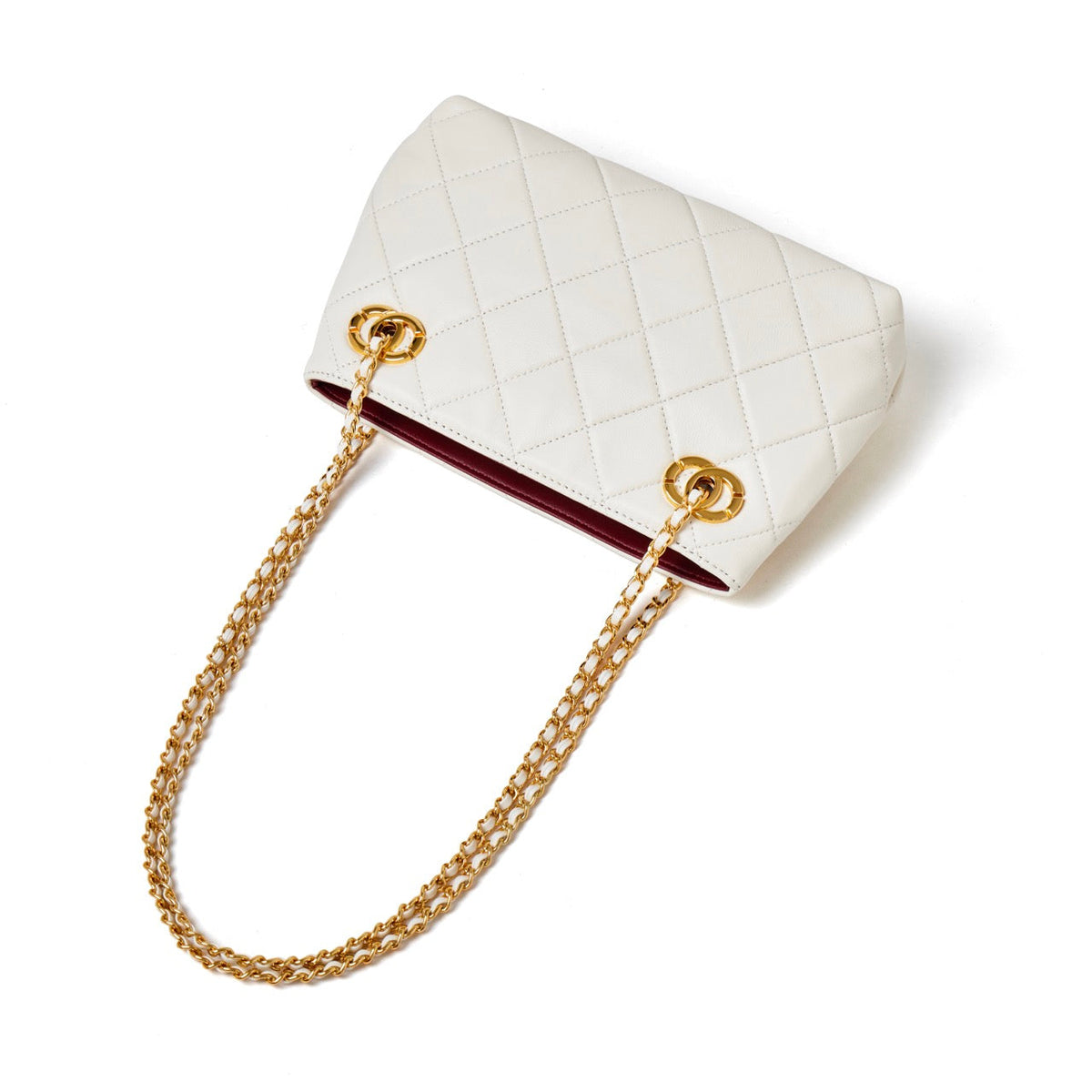 Bolso mini tote acolchado de napa con cadena