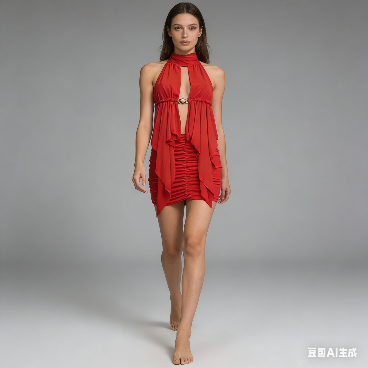 Conjunto top y falda con detalle de concha