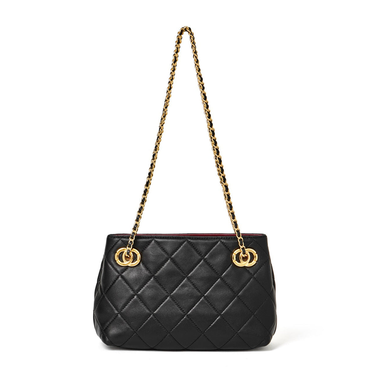 Bolso mini tote acolchado de napa con cadena