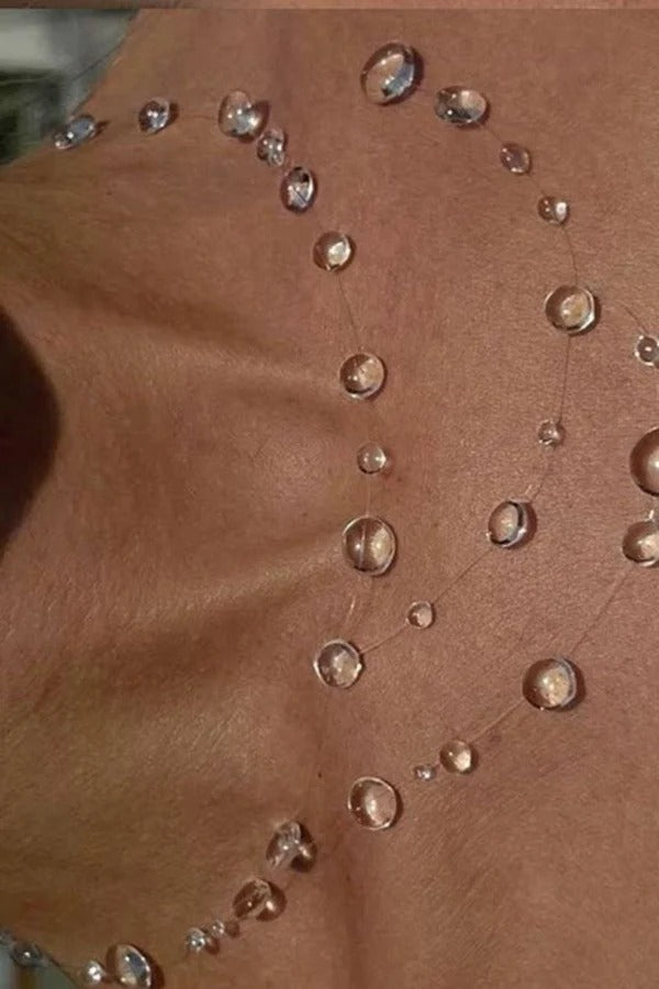 Collar corto de cristal en forma de gota