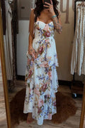 Vestido largo de corsé con capas