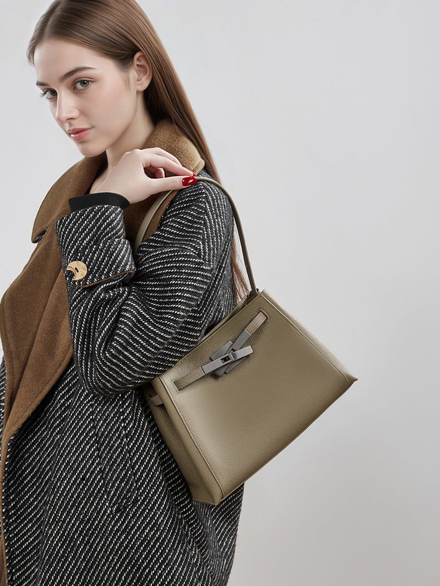 Bolso tote cubo Kelly de piel de gran capacidad