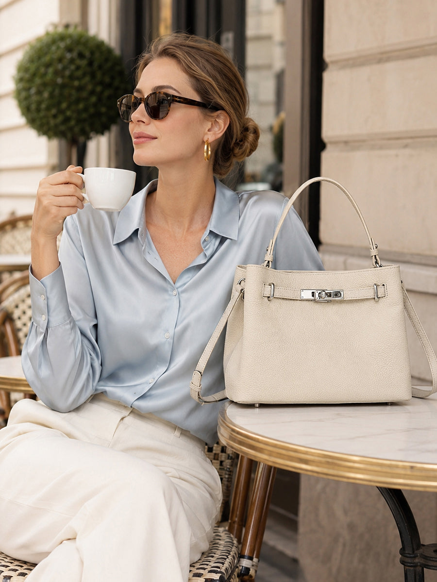 Bolso clutch satchel de piel