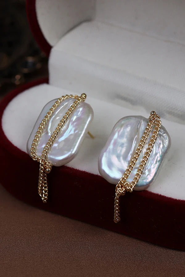Pendientes de perla y flor