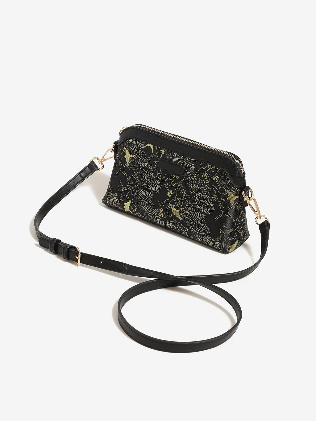 Bolso clutch de piel vegana con estampado de grullas