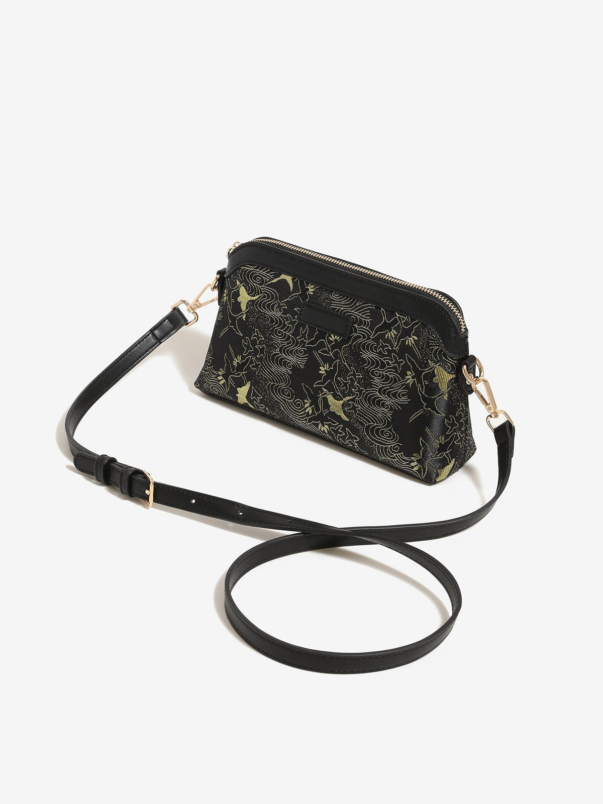 Bolso clutch de piel vegana con estampado de grullas