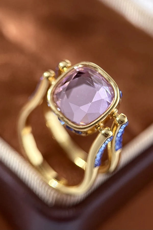 Anillo de cristales bicolor de estilo vintage