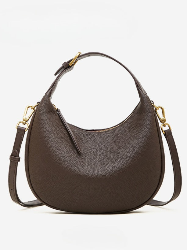 Bolso hobo de media luna en piel granulada