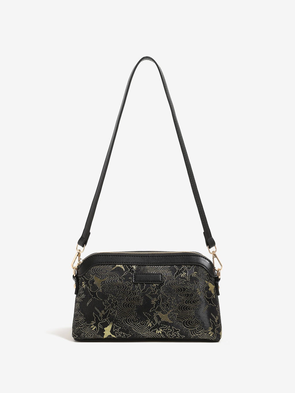 Bolso clutch de piel vegana con estampado de grullas