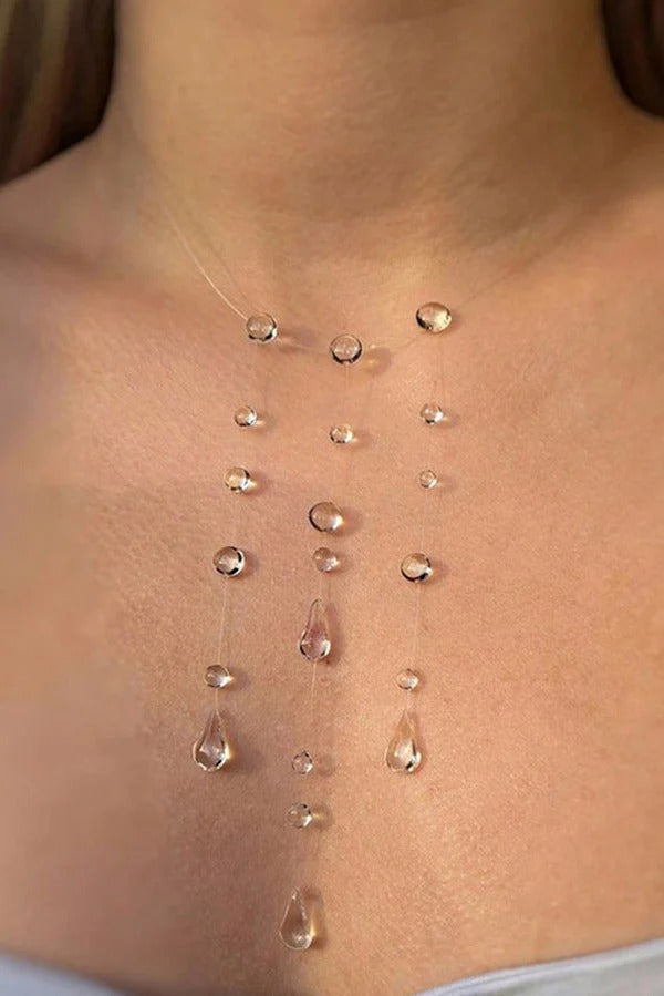 Collar corto de cristal en forma de gota