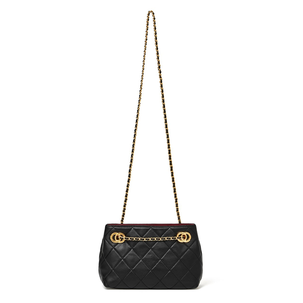 Bolso mini tote acolchado de napa con cadena