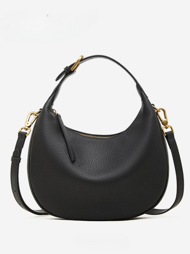 Bolso hobo de media luna en piel granulada