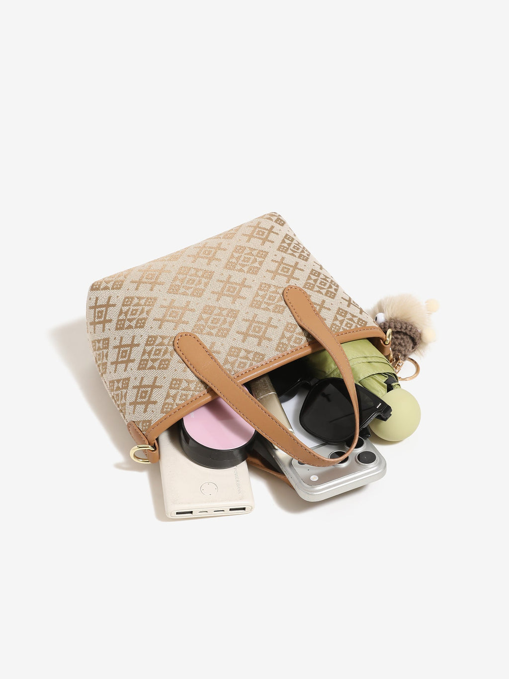 Bolso mini tote de piel vegana con monograma