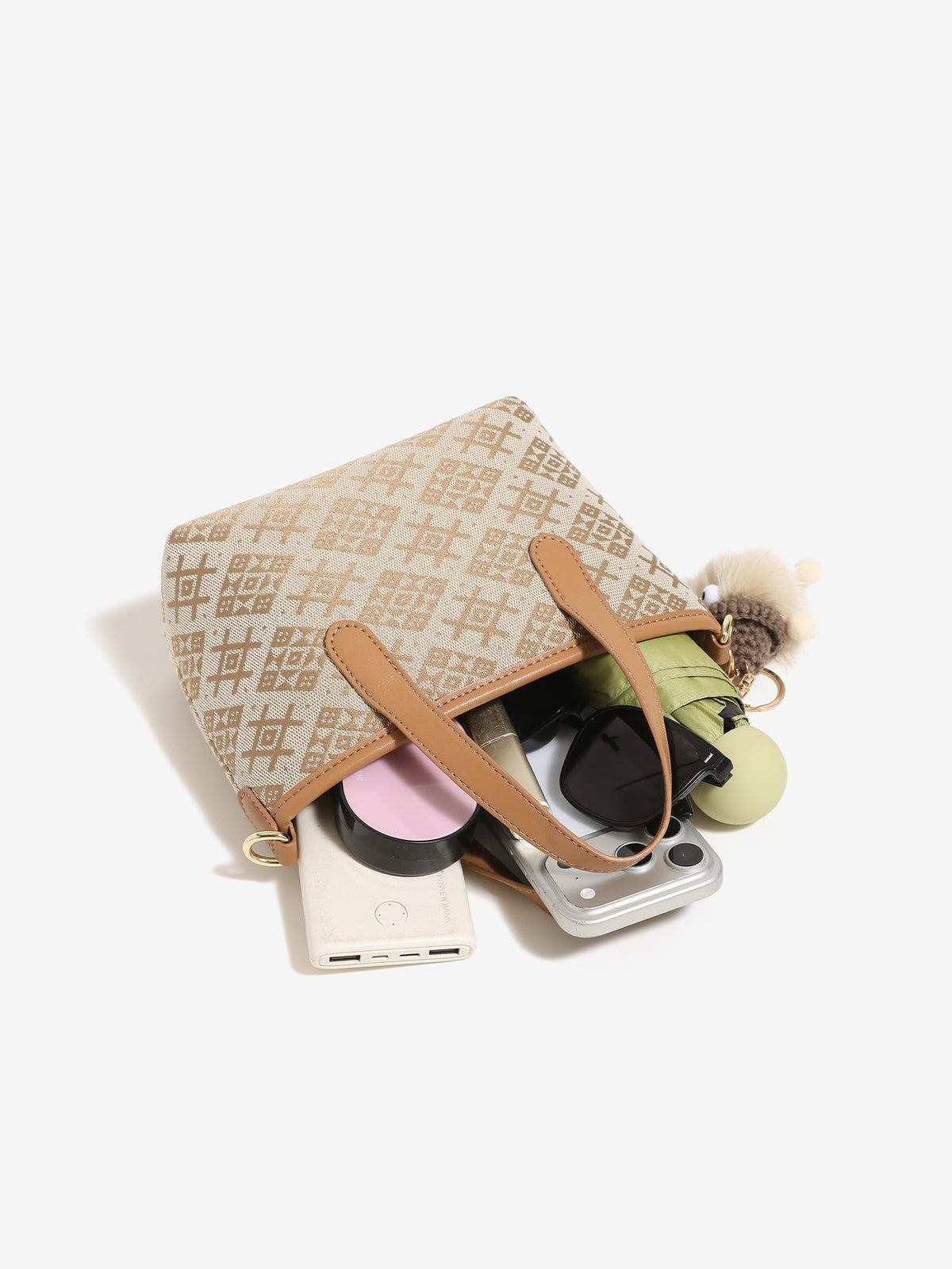 Bolso mini tote de piel vegana con monograma