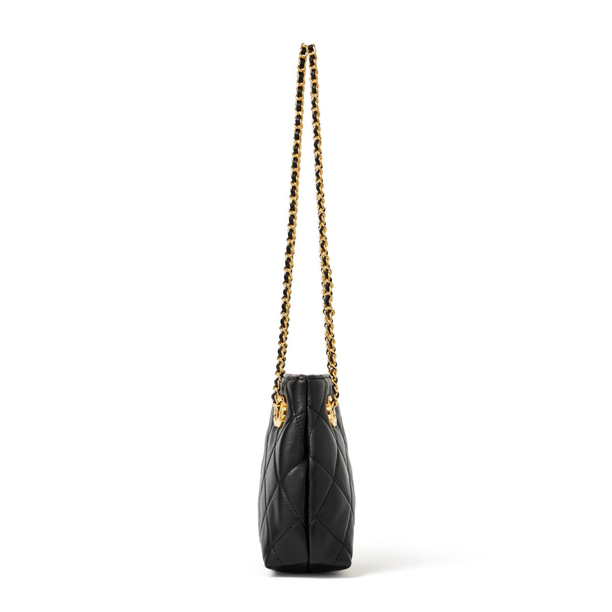 Bolso mini tote acolchado de napa con cadena