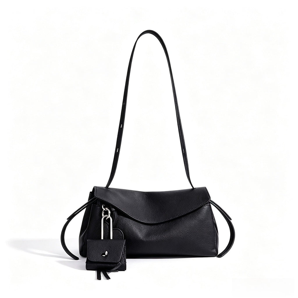 Bolso clutch de piel con solapa y monedero pequeño