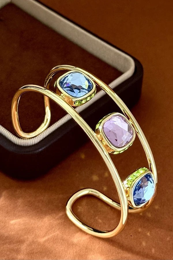 Anillo de cristales bicolor de estilo vintage