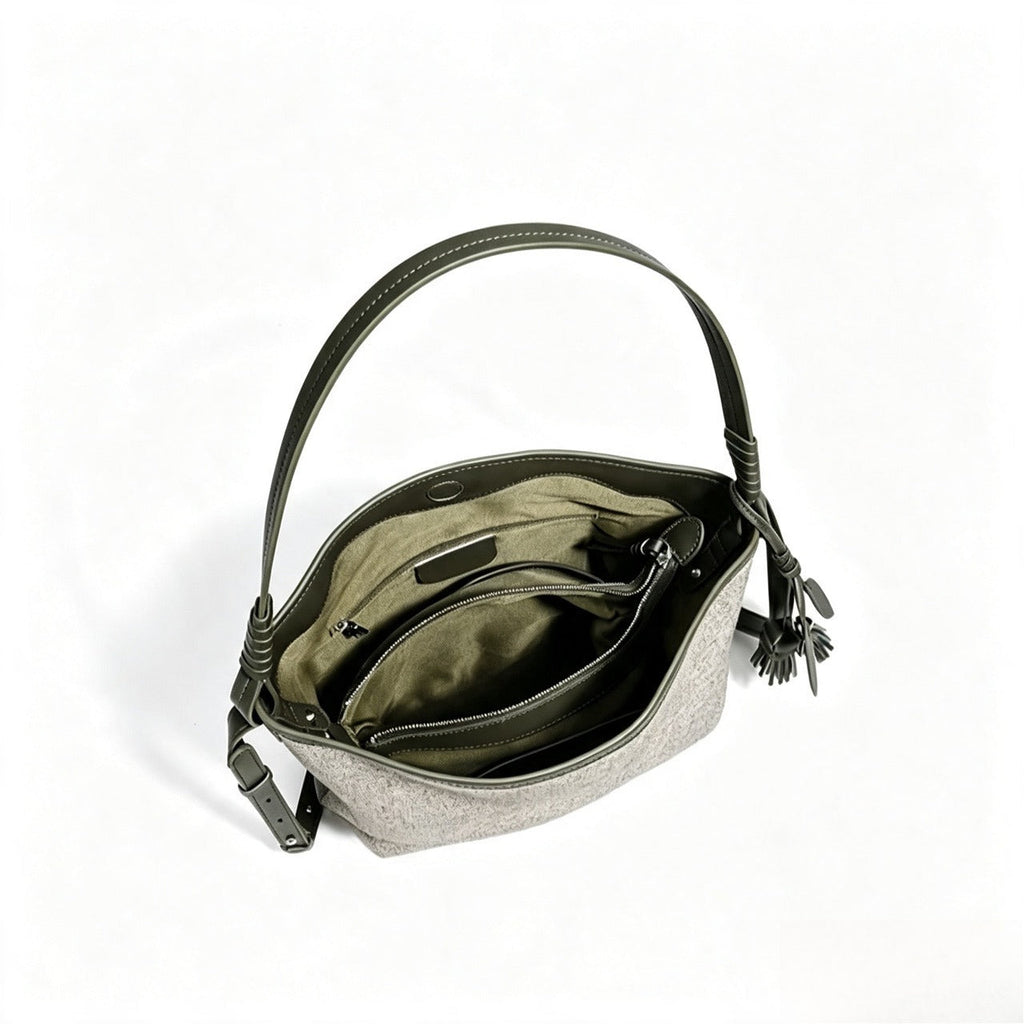 Bolso saco de lona con borla
