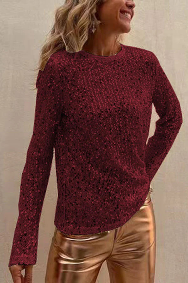 Blusa de lentejuelas de manga larga
