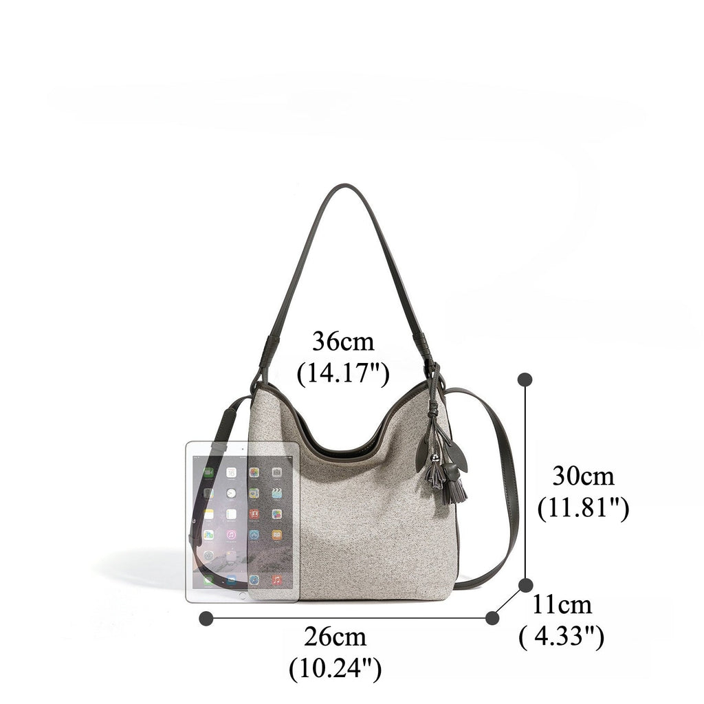 Bolso saco de lona con borla