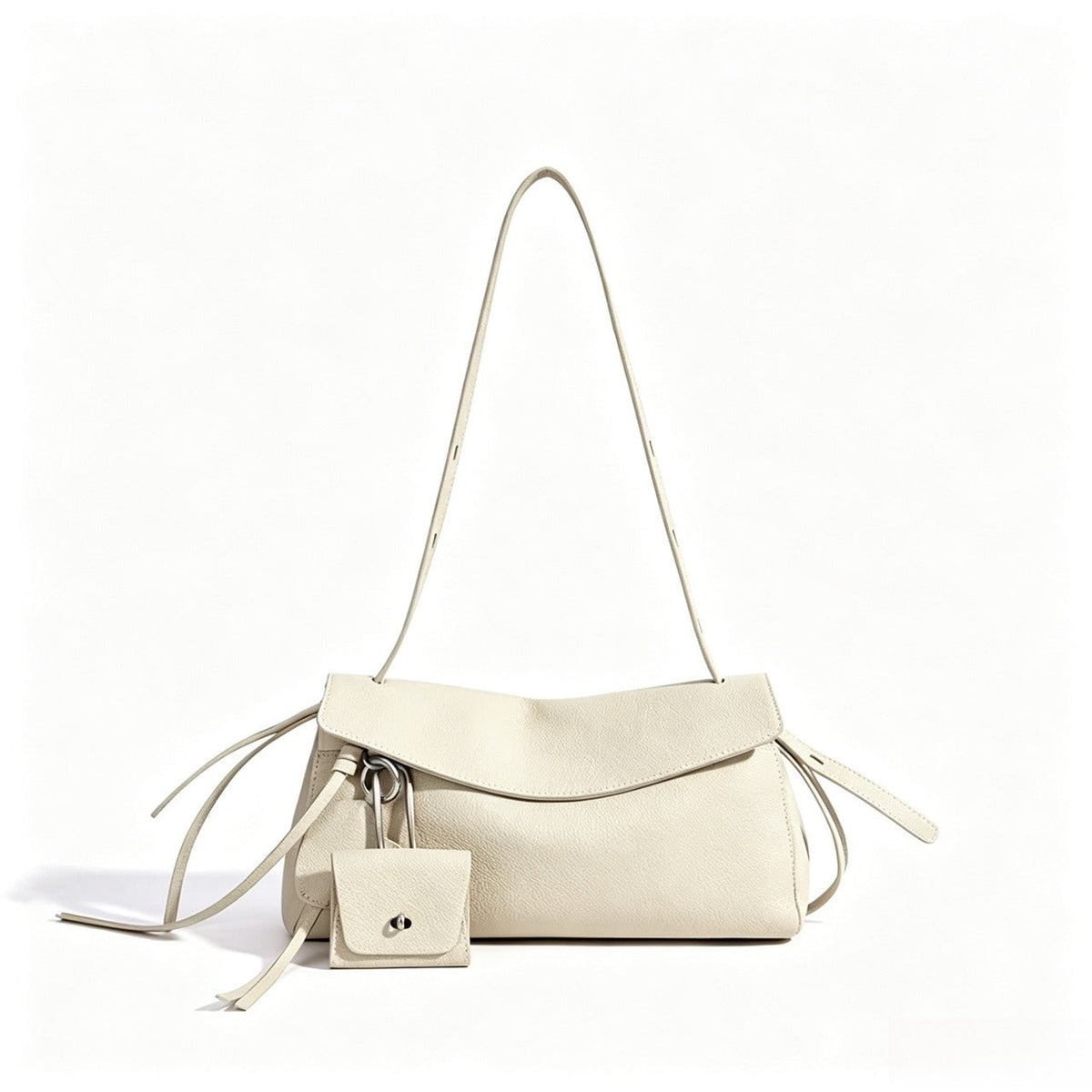Bolso clutch de piel con solapa y monedero pequeño