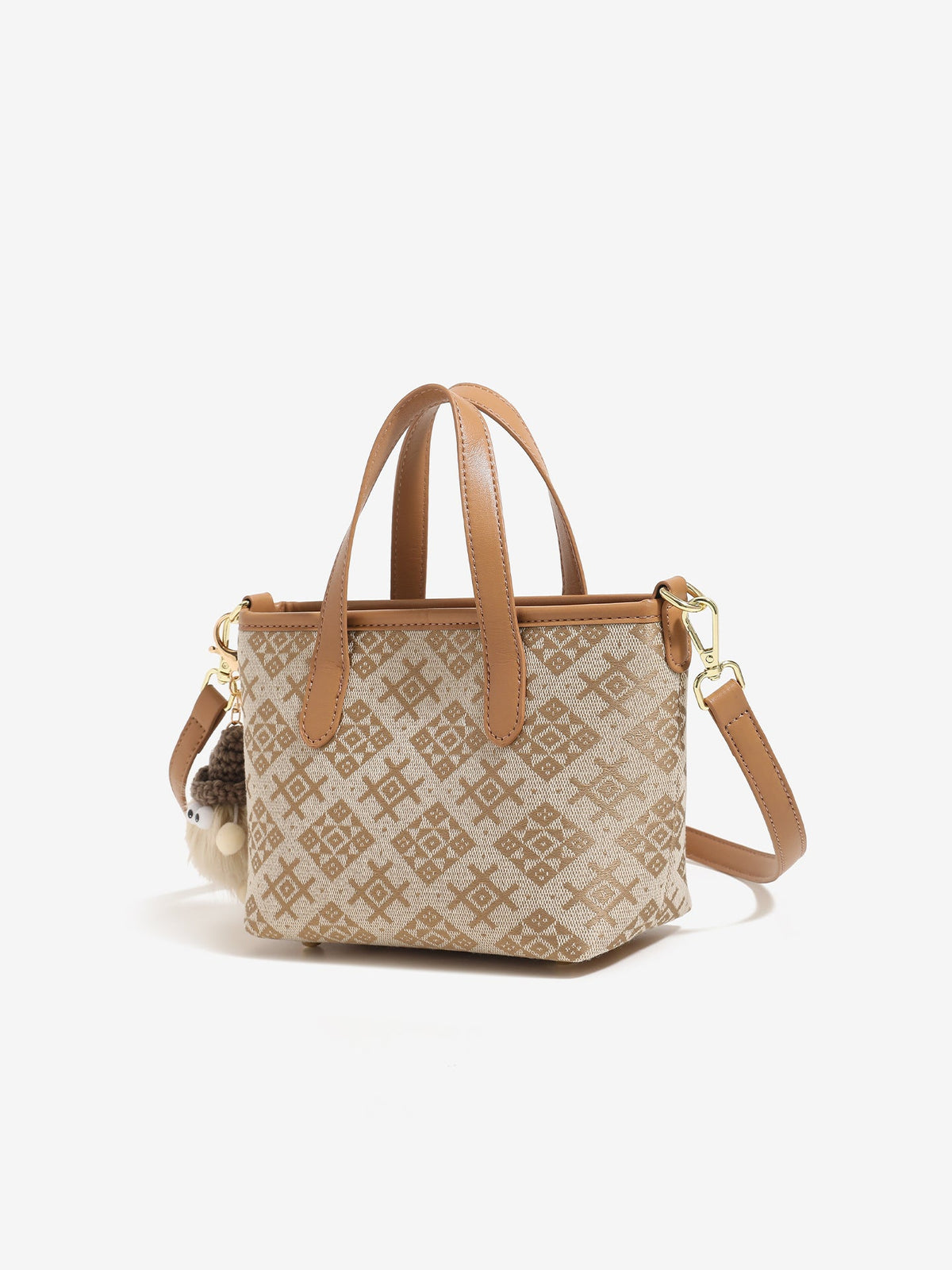 Bolso mini tote de piel vegana con monograma