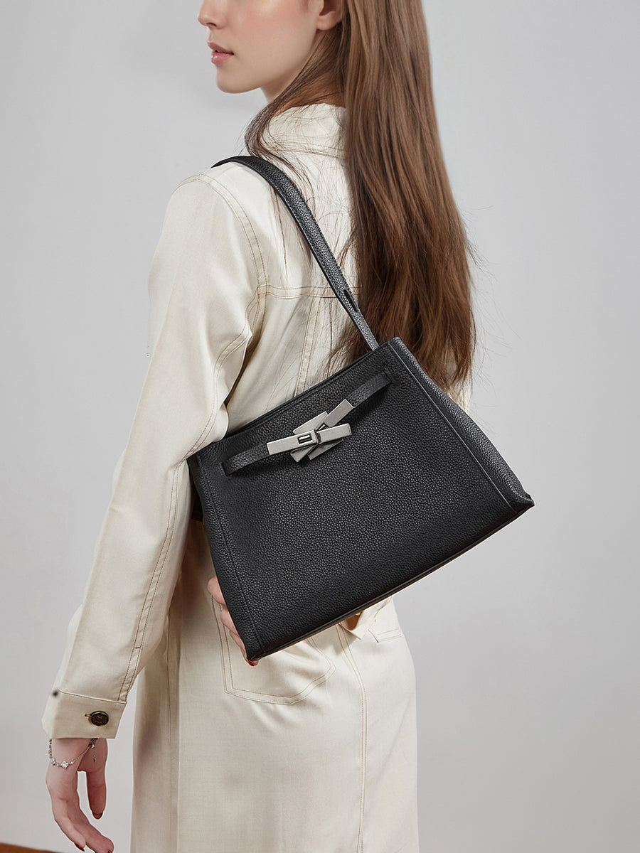 Bolso tote cubo Kelly de piel de gran capacidad