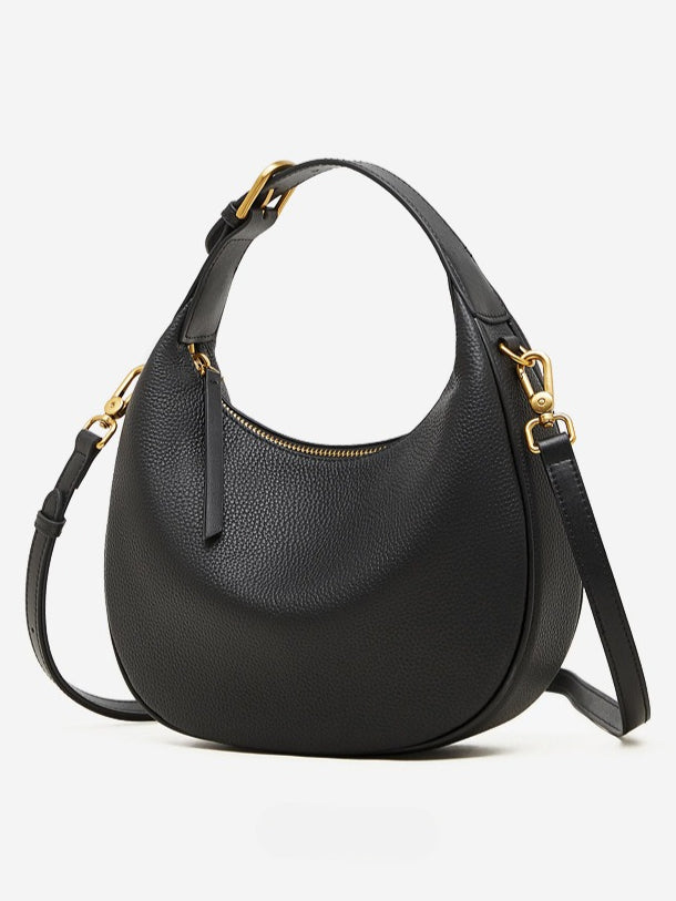 Bolso hobo de media luna en piel granulada