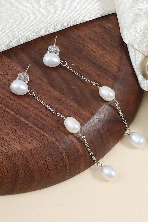 Pendientes de perla y flor