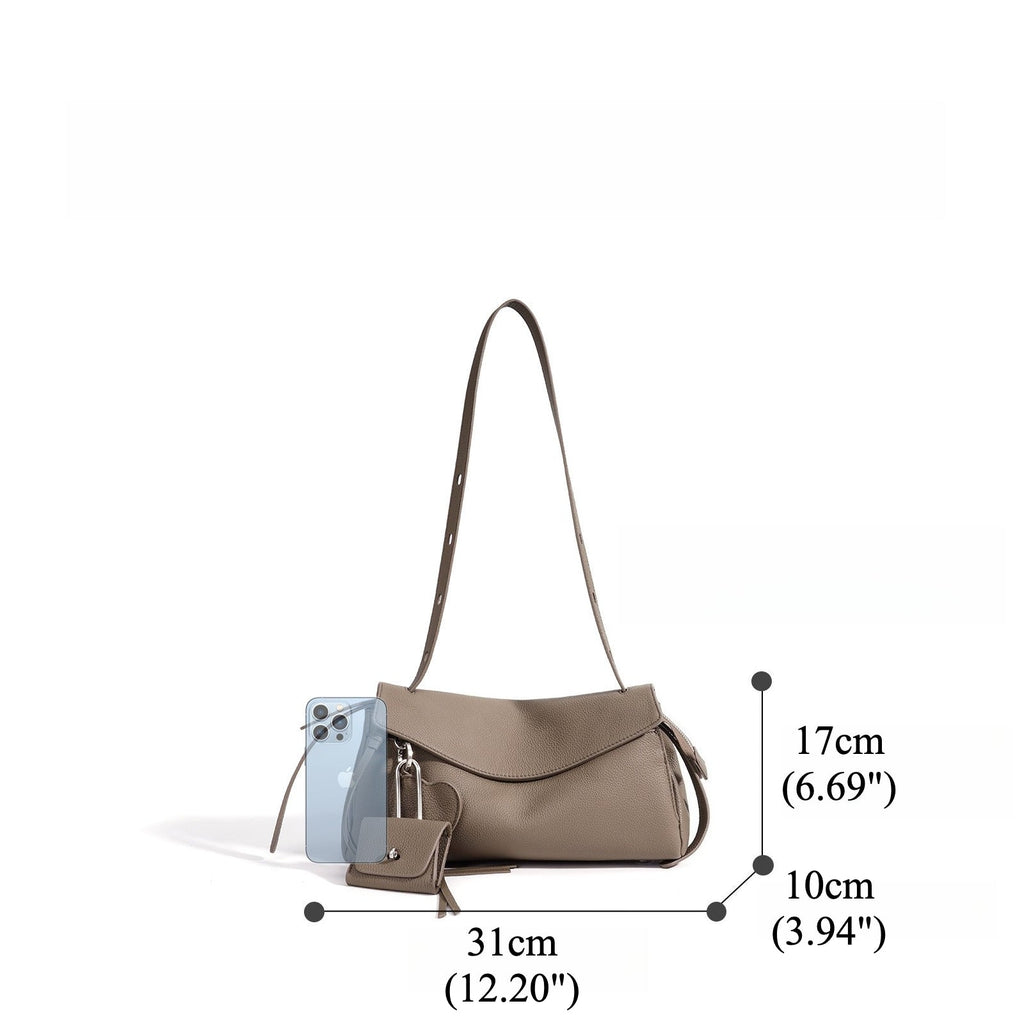 Bolso clutch de piel con solapa y monedero pequeño