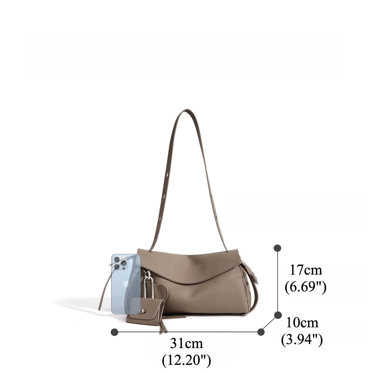 Bolso clutch de piel con solapa y monedero pequeño