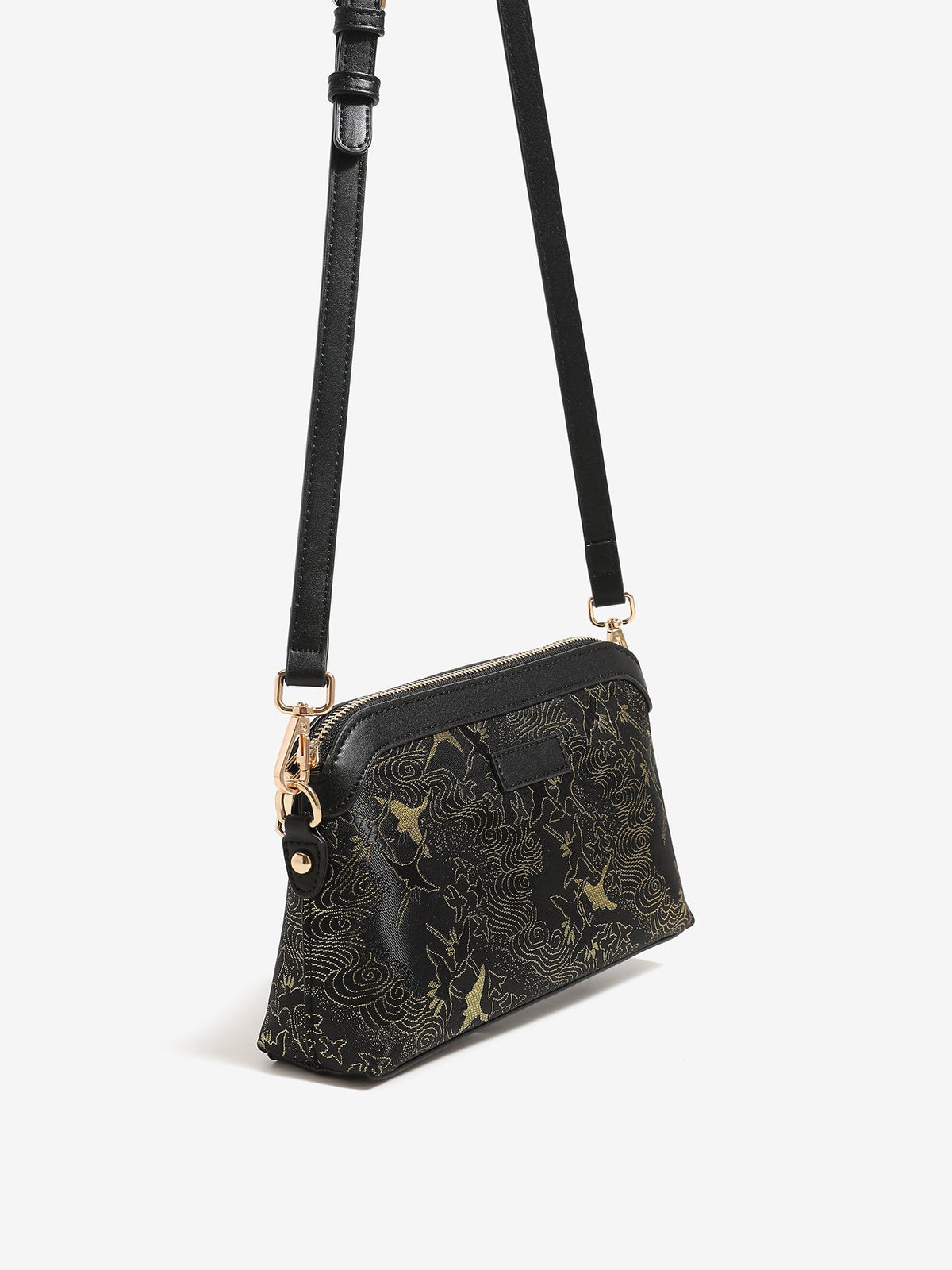 Bolso clutch de piel vegana con estampado de grullas