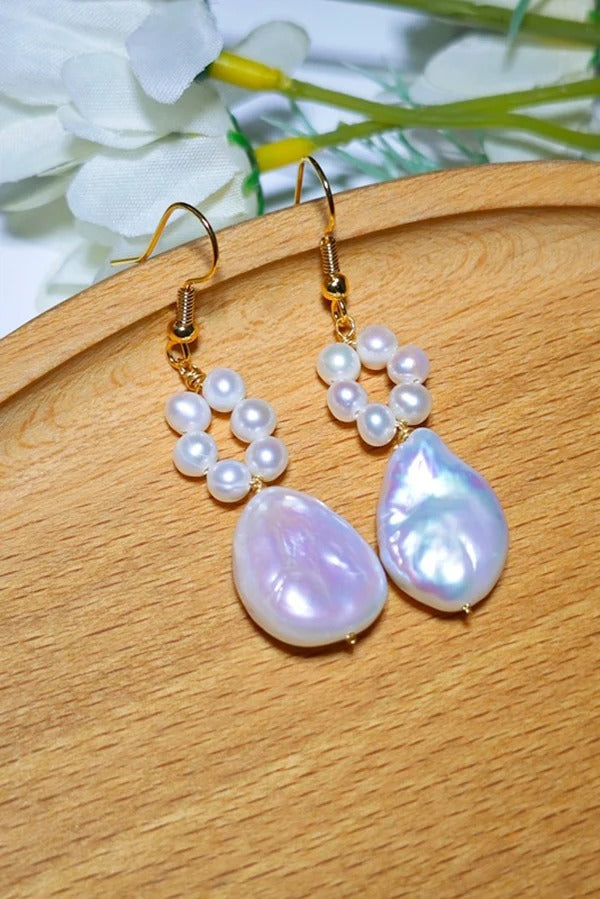 Pendientes de perla y flor