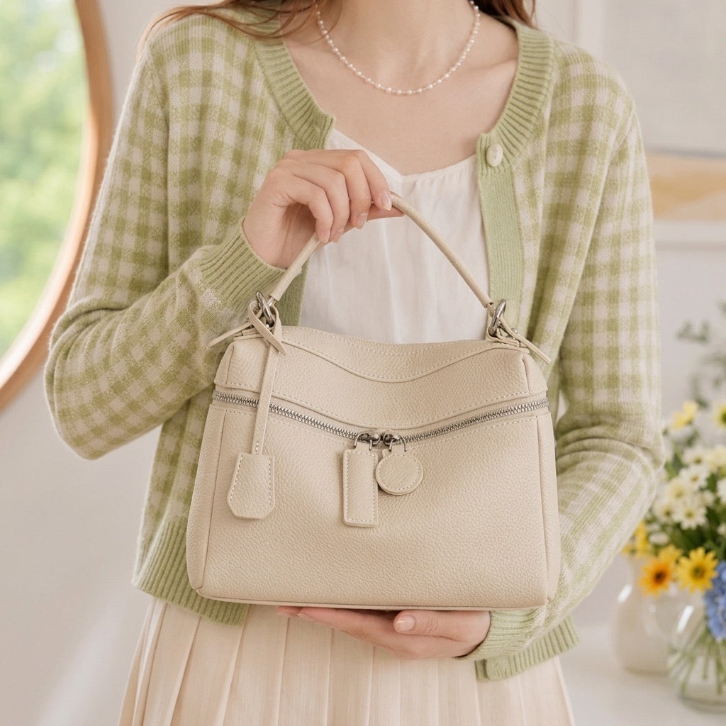 Bolso clutch cuadrado tipo almohada de piel
