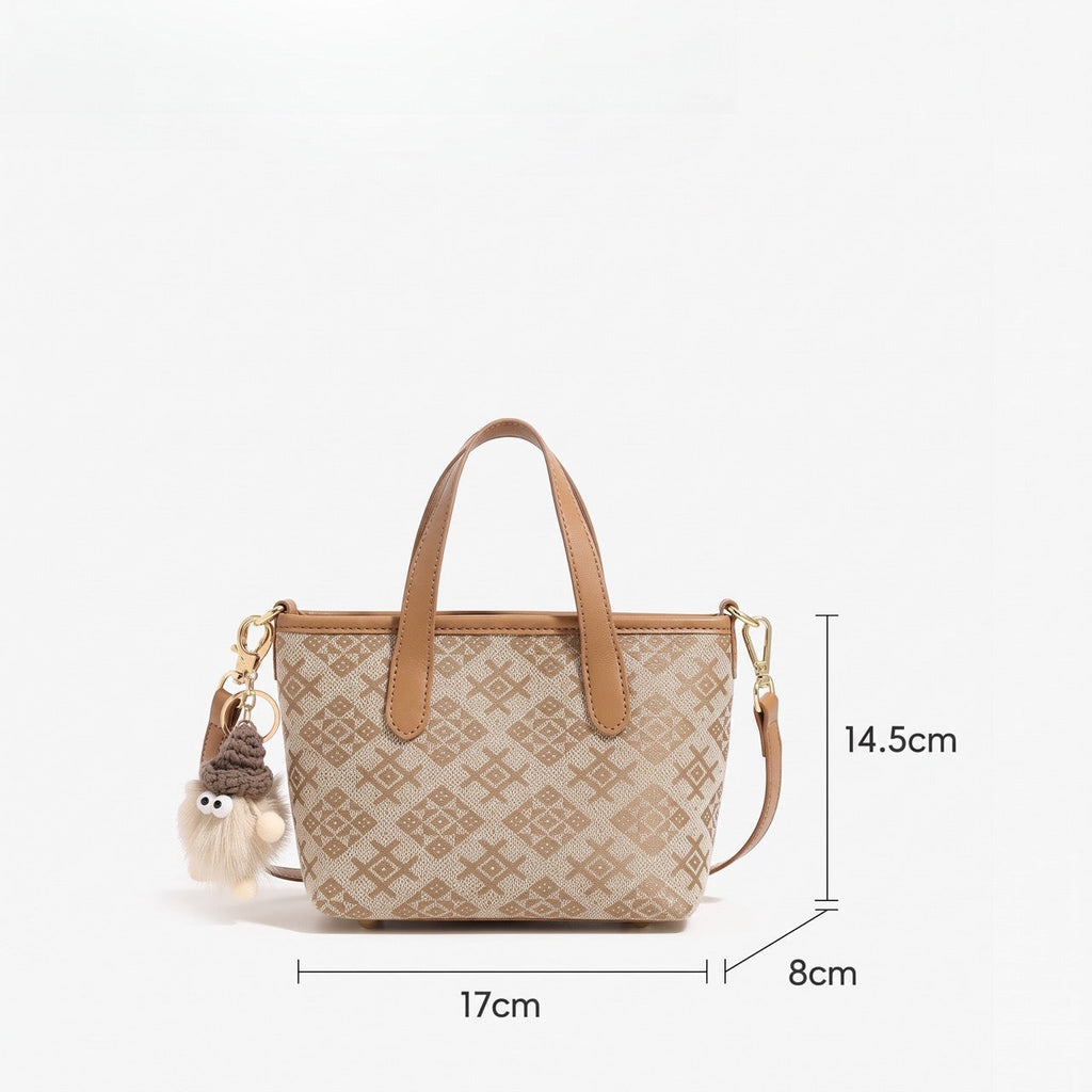 Bolso mini tote de piel vegana con monograma