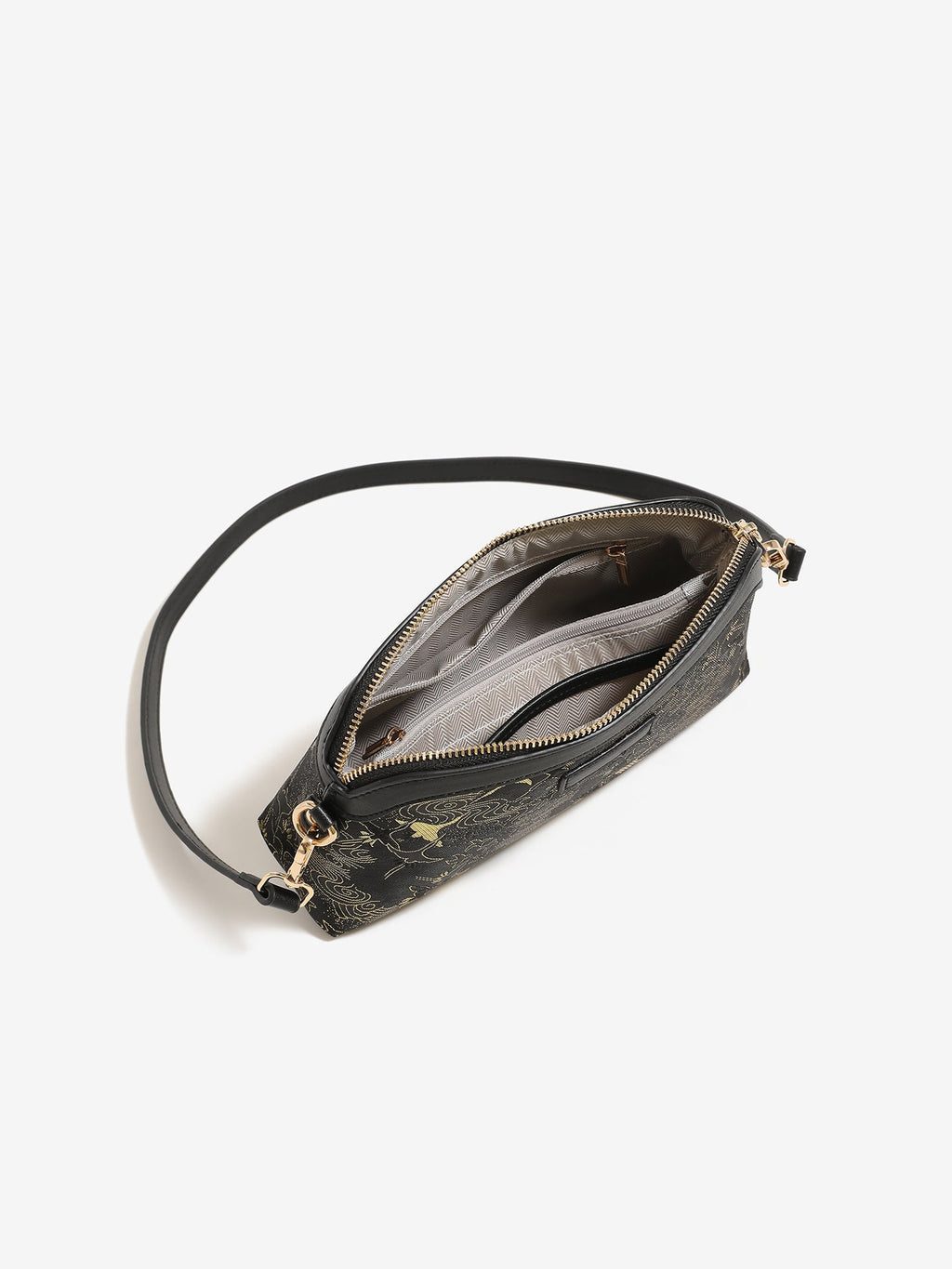 Bolso clutch de piel vegana con estampado de grullas