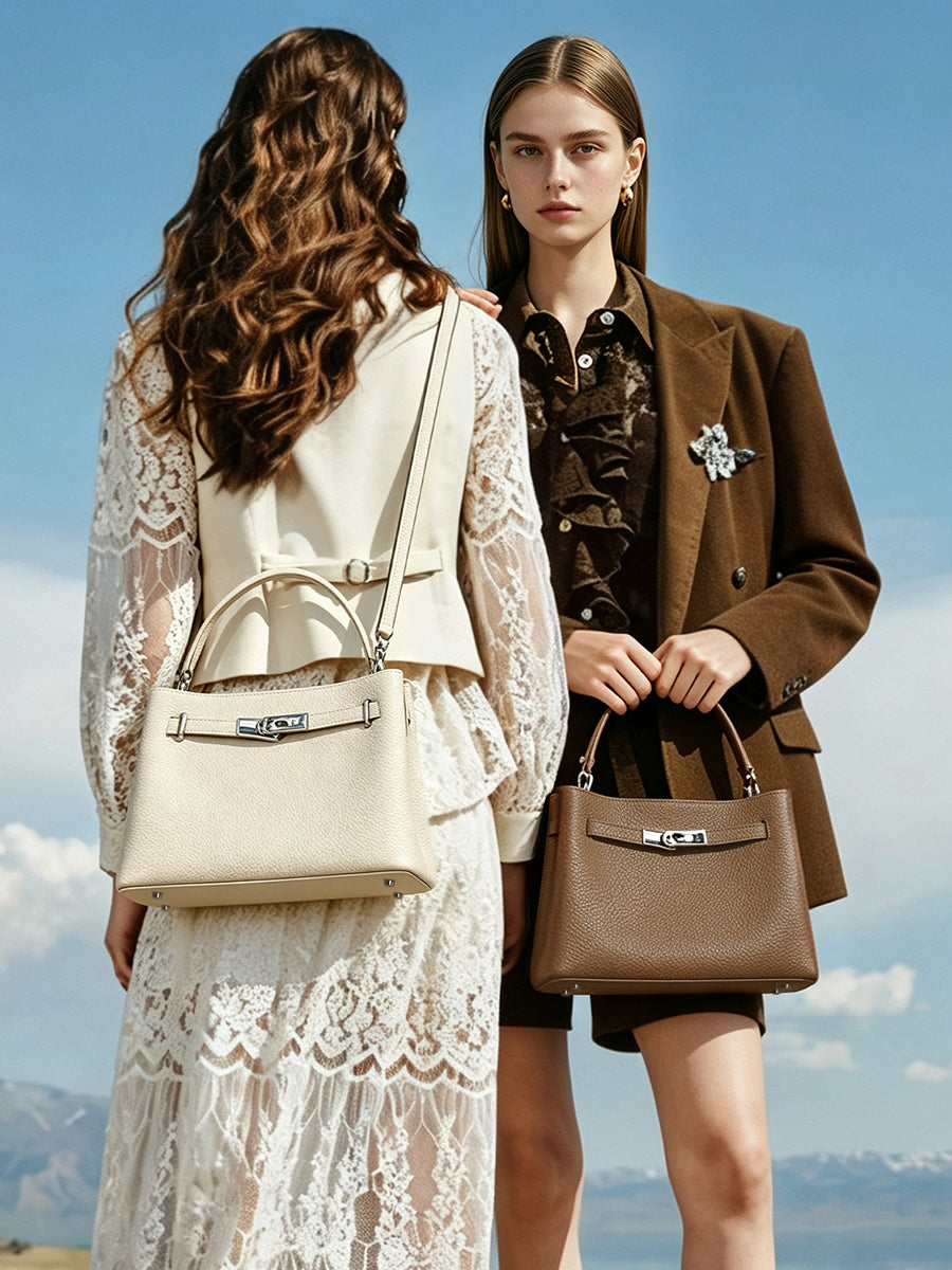 Bolso clutch satchel de piel
