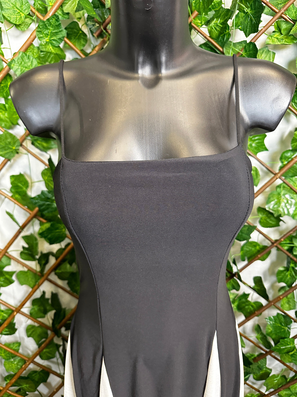 Vestido largo elástico bicolor