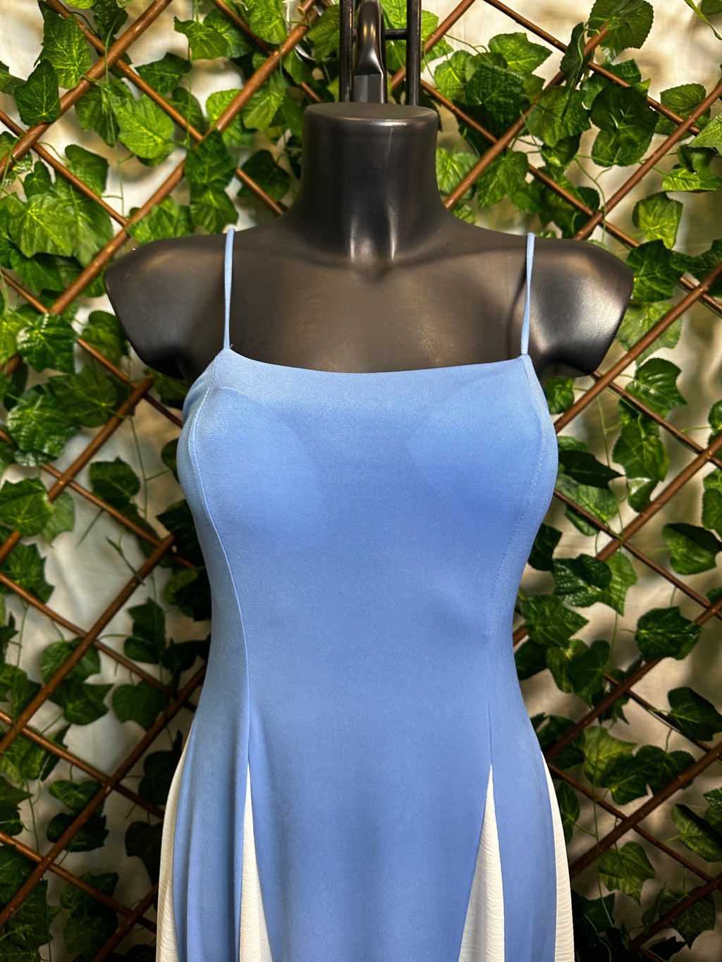 Vestido largo elástico bicolor