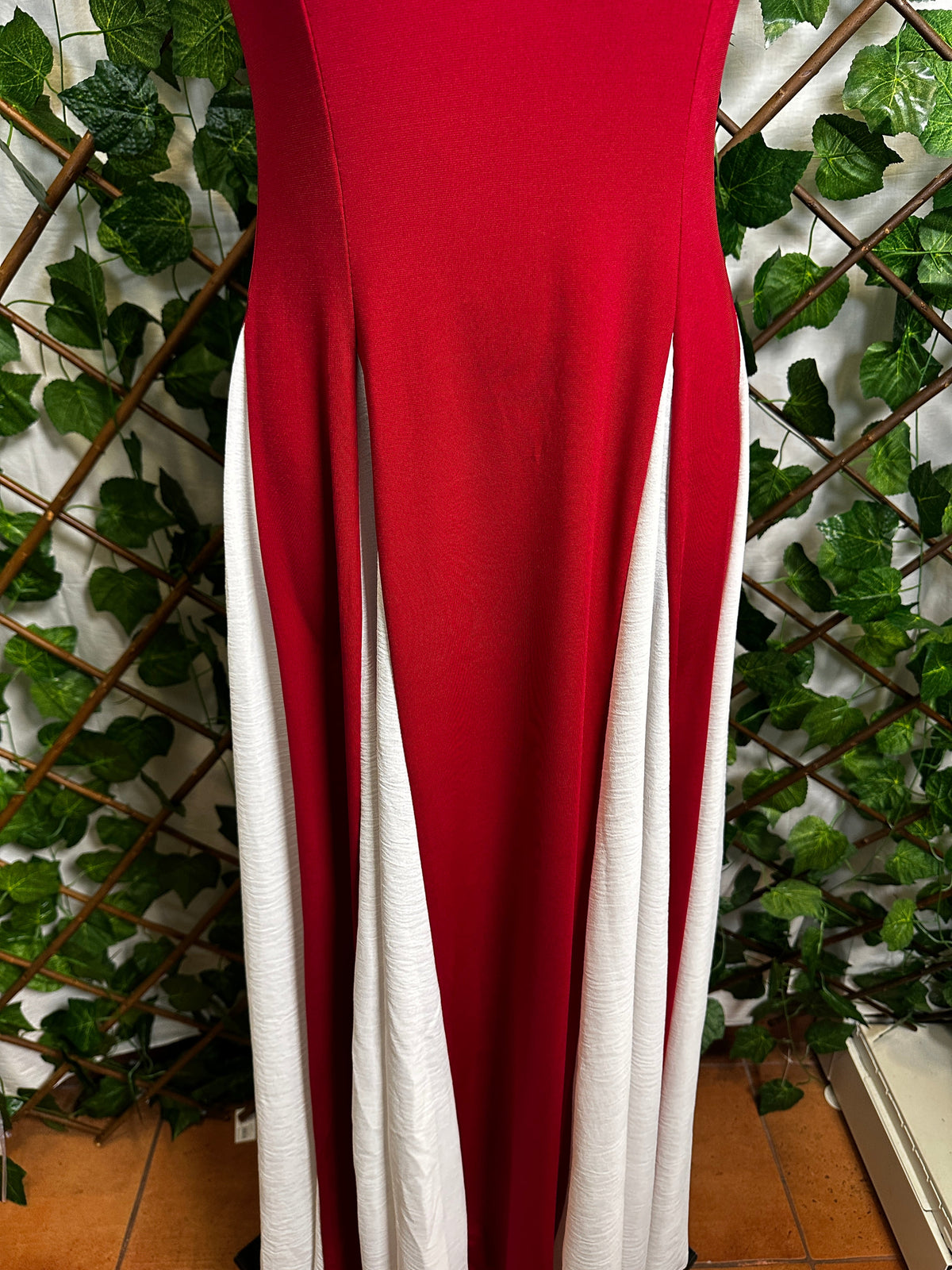 Vestido largo elástico bicolor