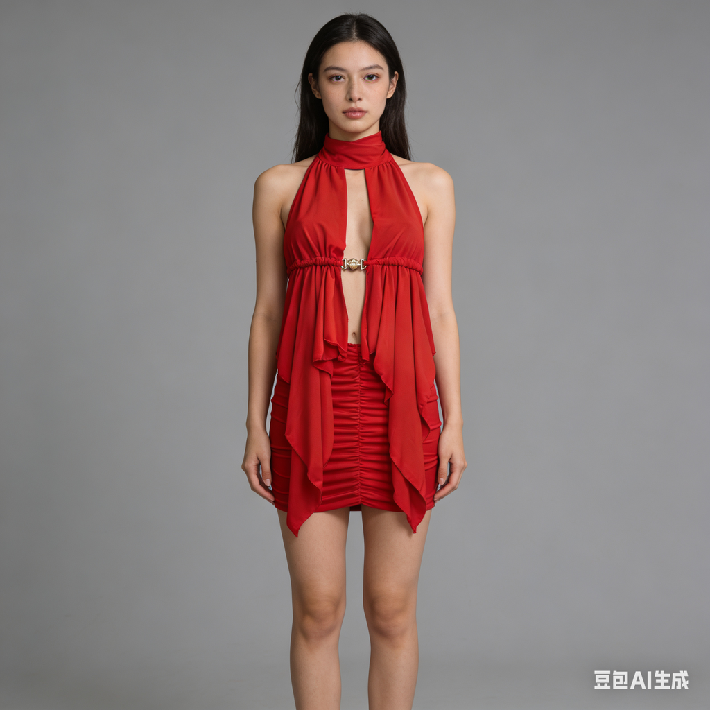 Conjunto top y falda con detalle de concha