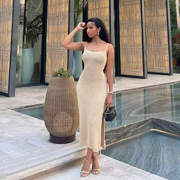 Vestido largo de verano con espalda descubierta
