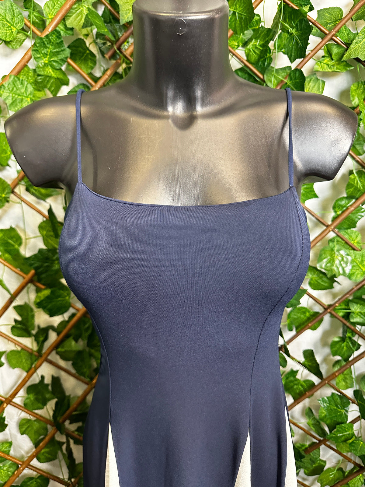 Vestido largo elástico bicolor