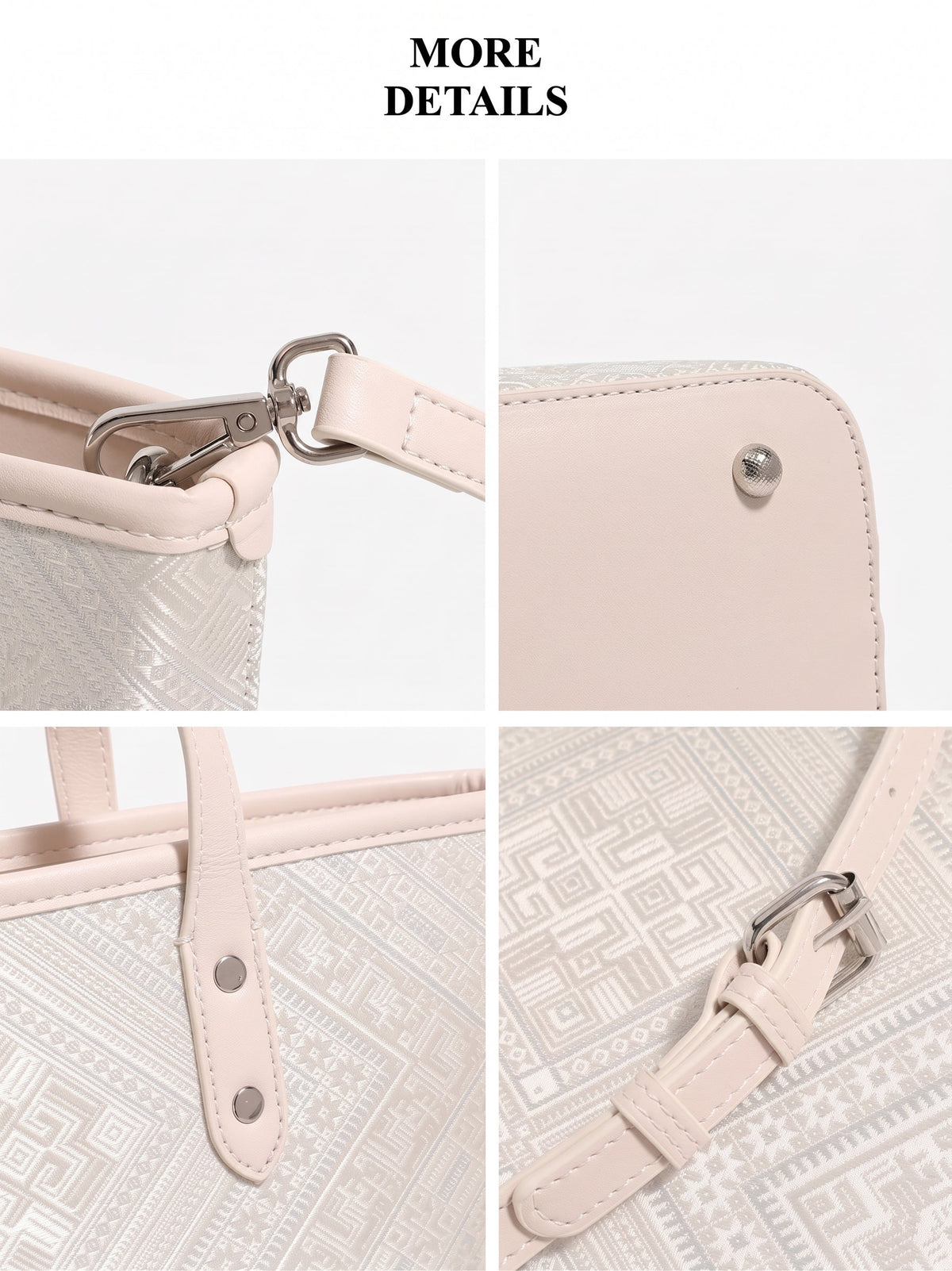 Bolso tote de piel vegana con jacquard geométrico