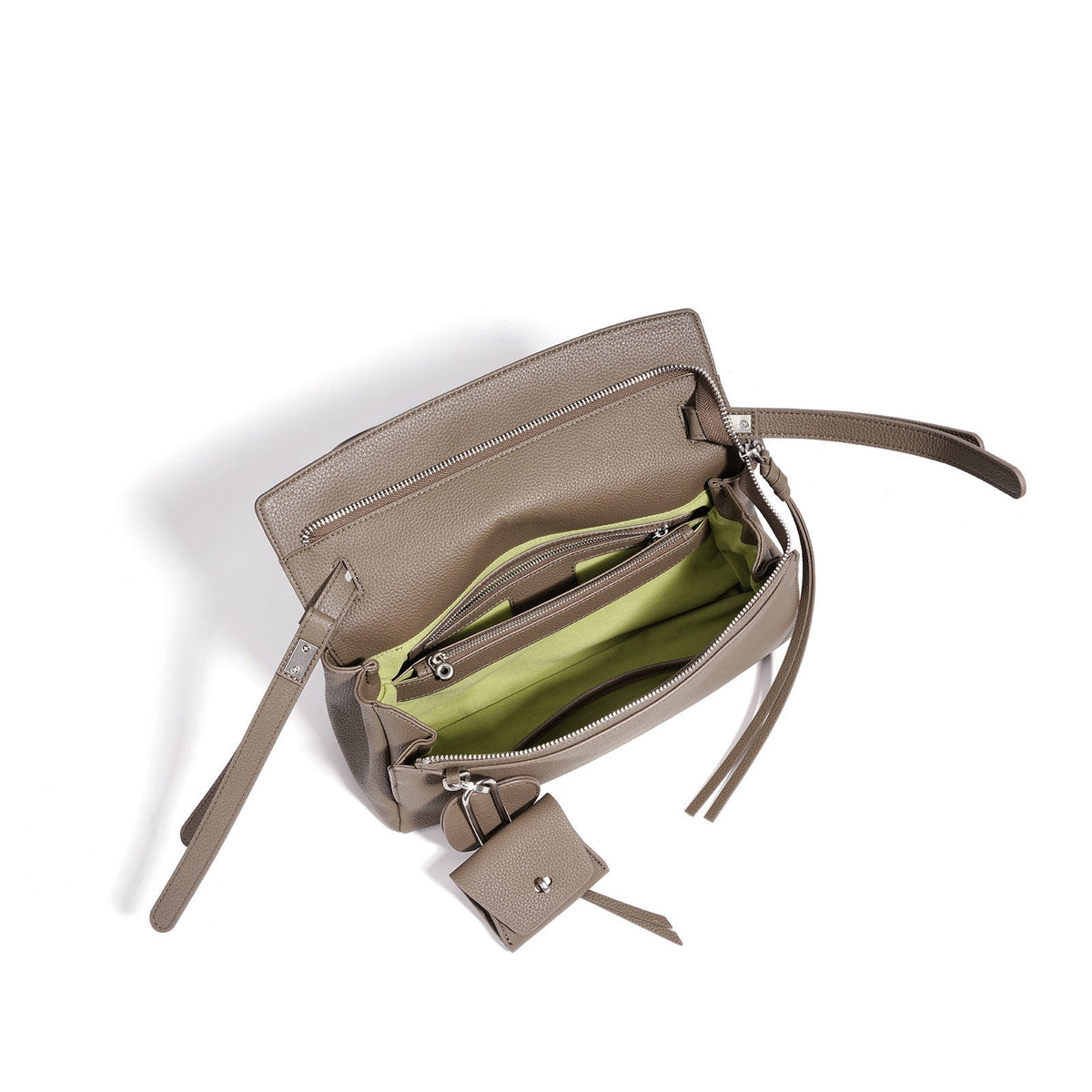 Bolso clutch de piel con solapa y monedero pequeño