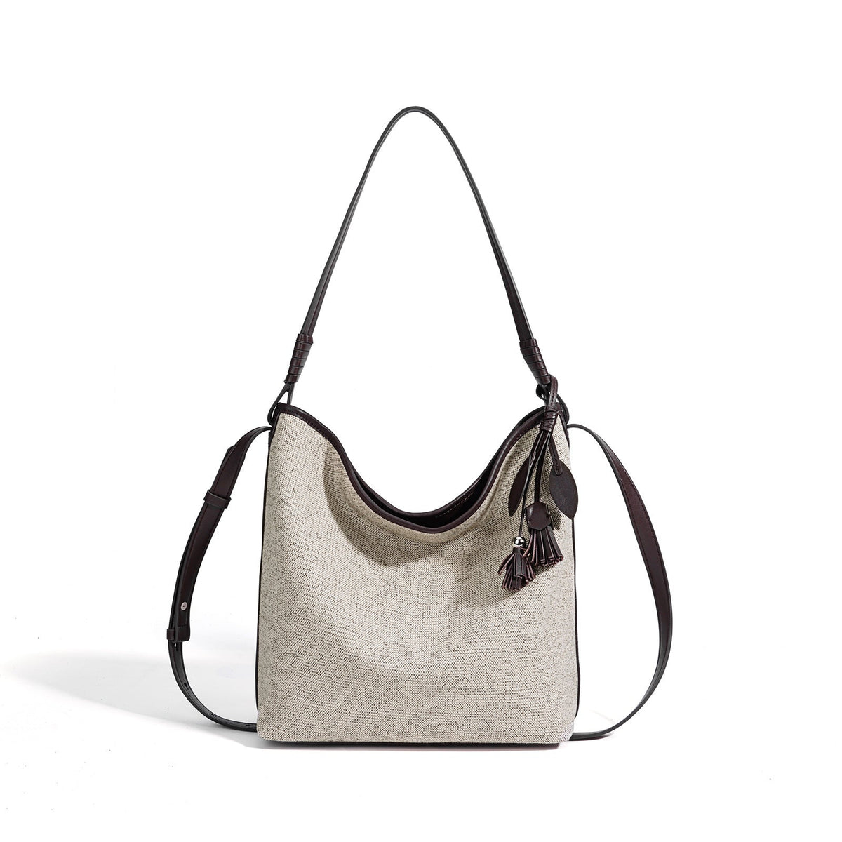 Bolso saco de lona con borla