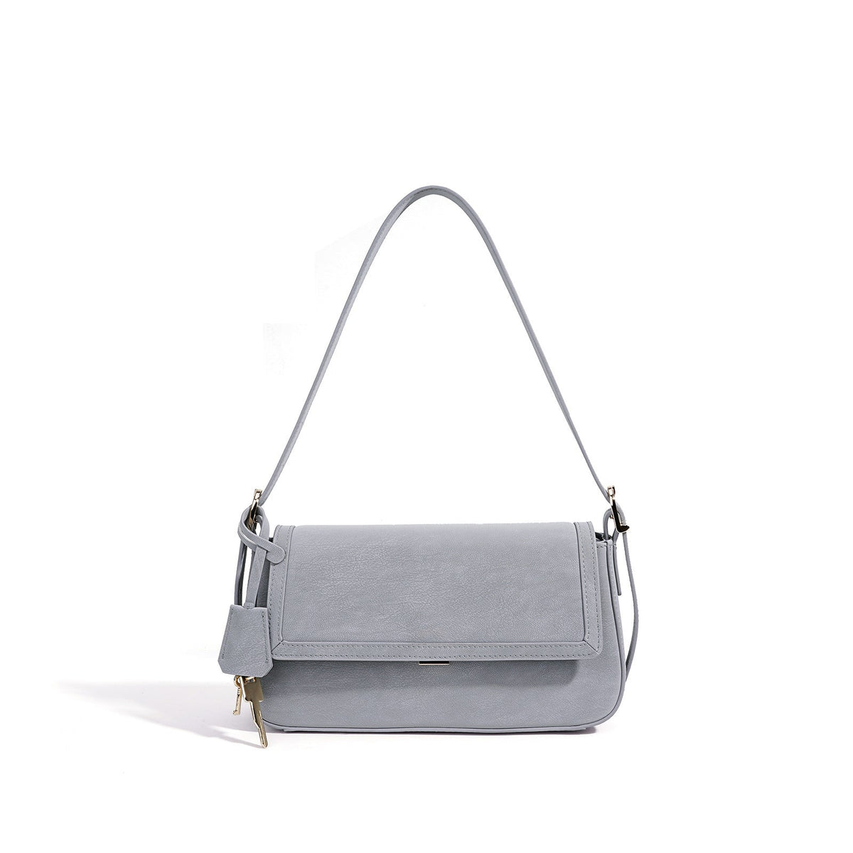 Bolso de hombro de piel con llavero charm